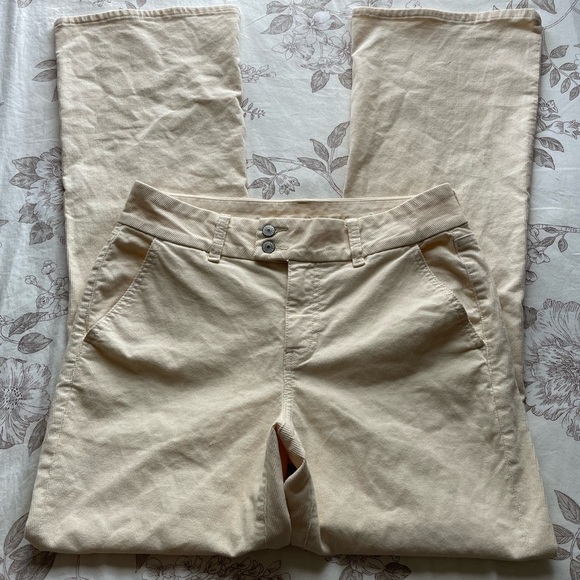 American Eagle Curvy High Rise Kick Boot Corduroy Pants Cream 10 Cottagecore - Picture 2 of 10
